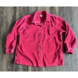 LL Bean Shirt Jacket Womens Large Wide Whale Corduroy Button Up Shacket Pink
